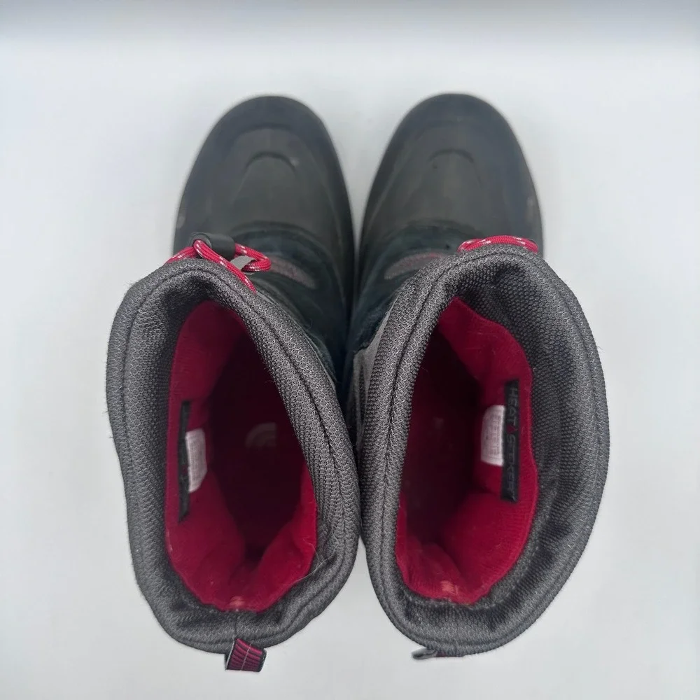 The North Face Youth‎ Snow Boots Black Red Waterproof Insulated Size 5 2533